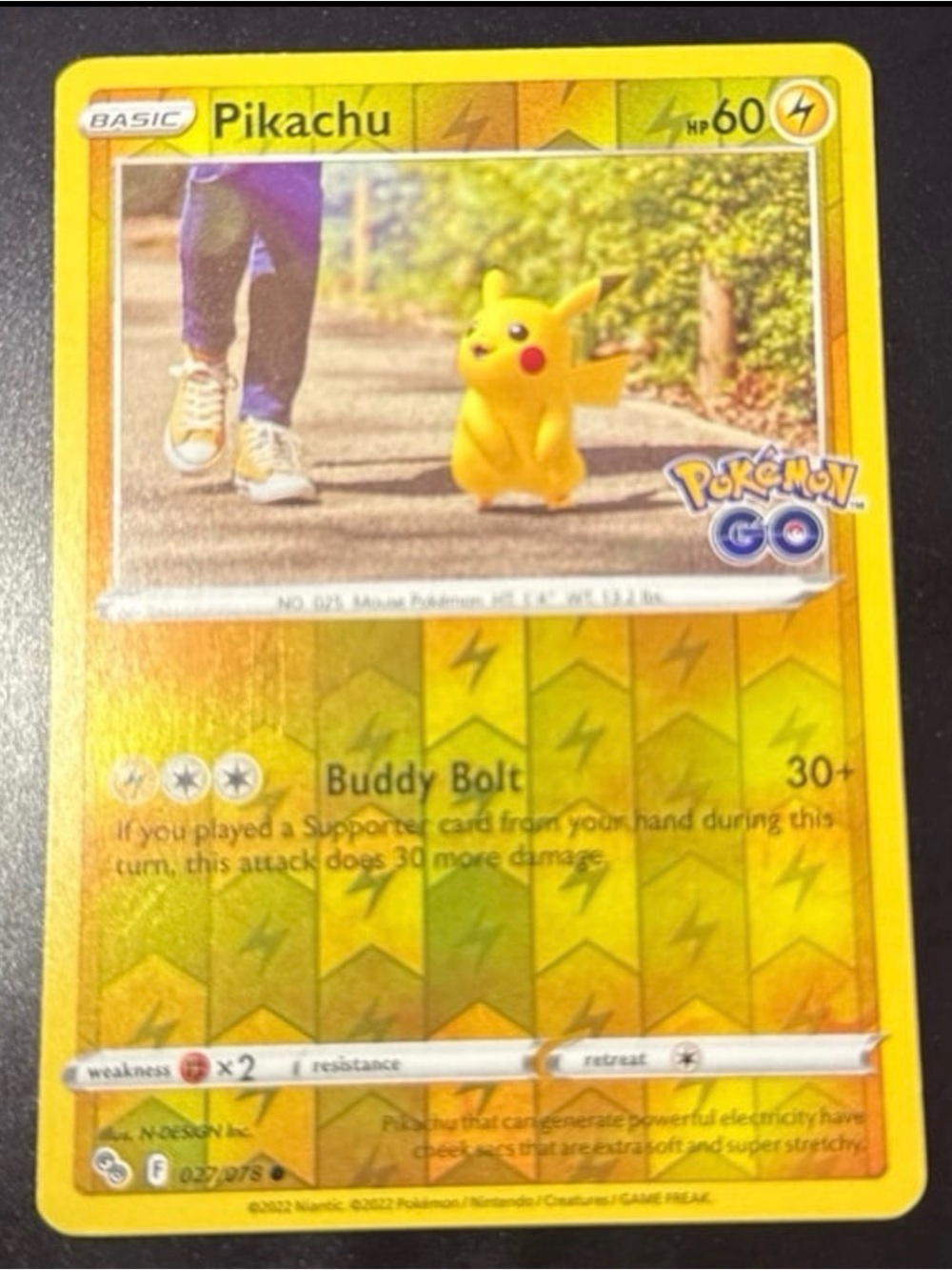 Pikachu Pokémon Go 27/78 Stamped Rare year 2022 Full art Non-Holo LP